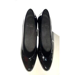 Stuart Weitzman Black Patent Leather Mid Heel Pumps Dress Shoes